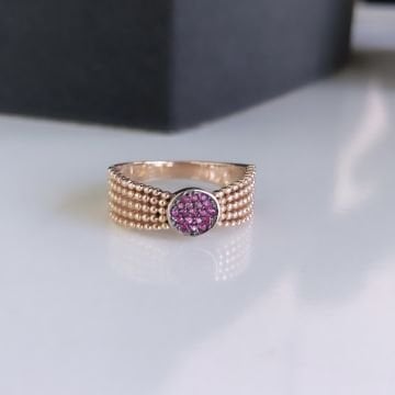 Pembe  Taşlı Rose Yüzük