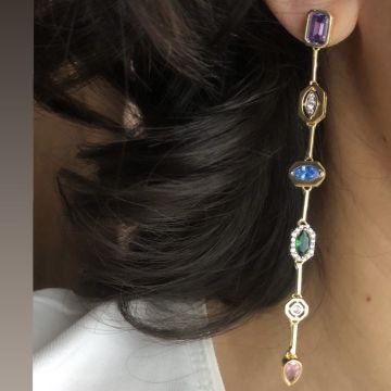 Renkli Taşlı Küpe