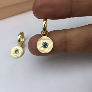 Dövme Küpe Mavi Taşlı