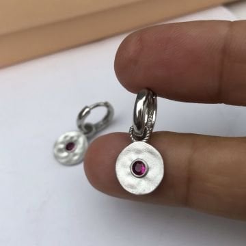 Dövme Küpe Pembe Taşlı