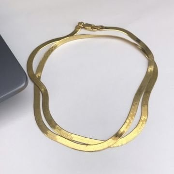 İtalyan Yassı Zincir Gold Renk 45cm