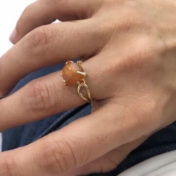 Doğal Taşlı Yüzük Gold