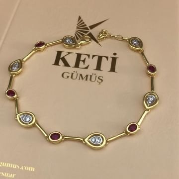 Bordo Taşlı Bileklik