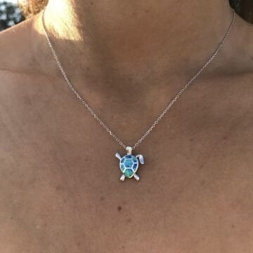 Opal Taşlı Kaplumbağa Kolye