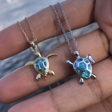 Opal Taşlı Kaplumbağa Kolye
