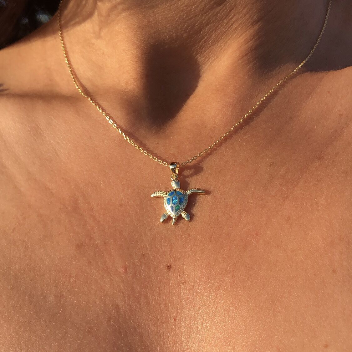 Opal Taşlı Kaplumbağa Kolye