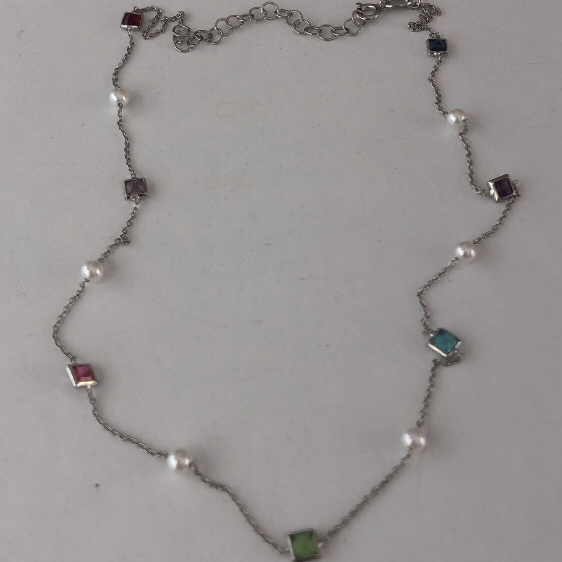 İthal Renkli Taşlı İnci Kolye