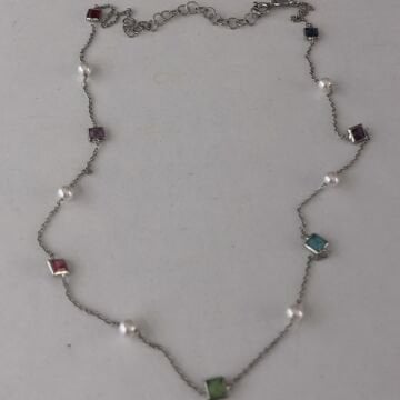 İthal Renkli Taşlı İnci Kolye